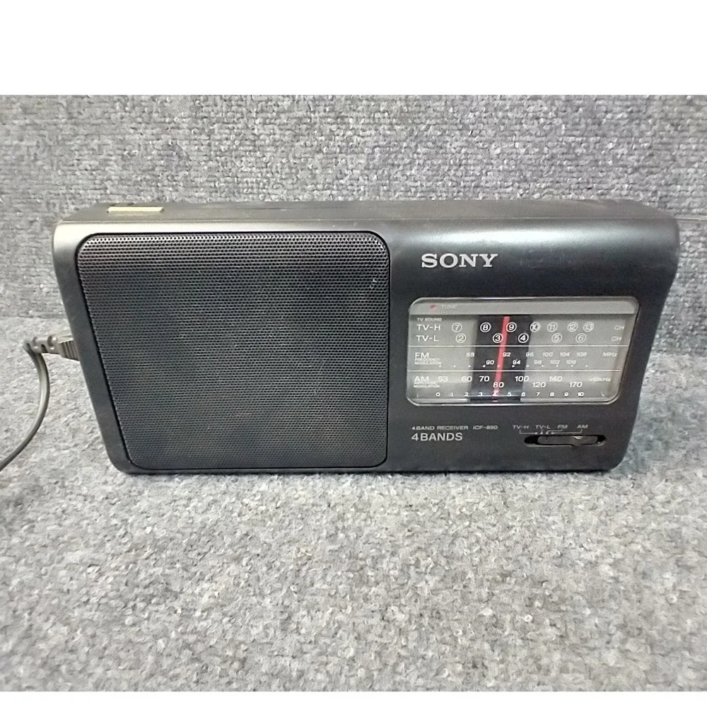 Sony ICF-890 4-Band Portable‎ Radio Receiver AM FM TV Sound Black AC Battery